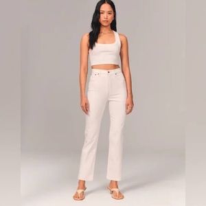 Abercrombie and Fitch the ankle straight ultra high rise in off white